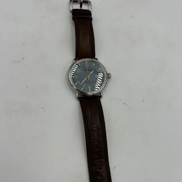 Men’s Shinola runwell 47mm slate blue dial watch leather band NWT - Picture 11 of 11